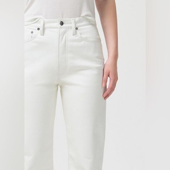 NWT Agolde Recycled Leather 90's White Pants Pinch Waist Straight Leg Size 10 - Picture 3 of 14